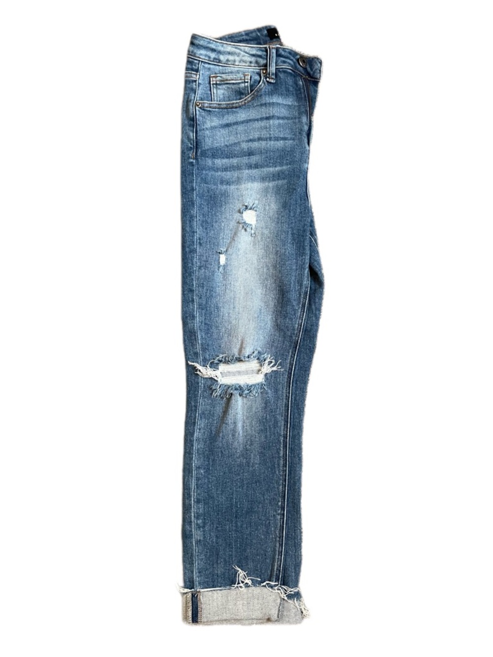 Women's Distressed Ankle Crop Jeans - Blue